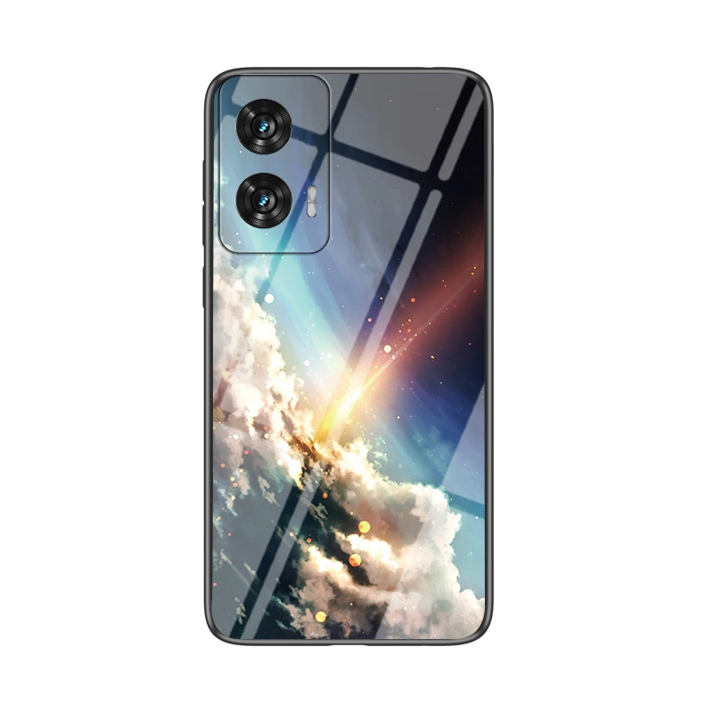 

Skinlee For Moto G96 G56 G86 Power Case Mirror Bright Stars Tempered Glass Hard Cover For Moto G56 G96 G86 Power Back Casing