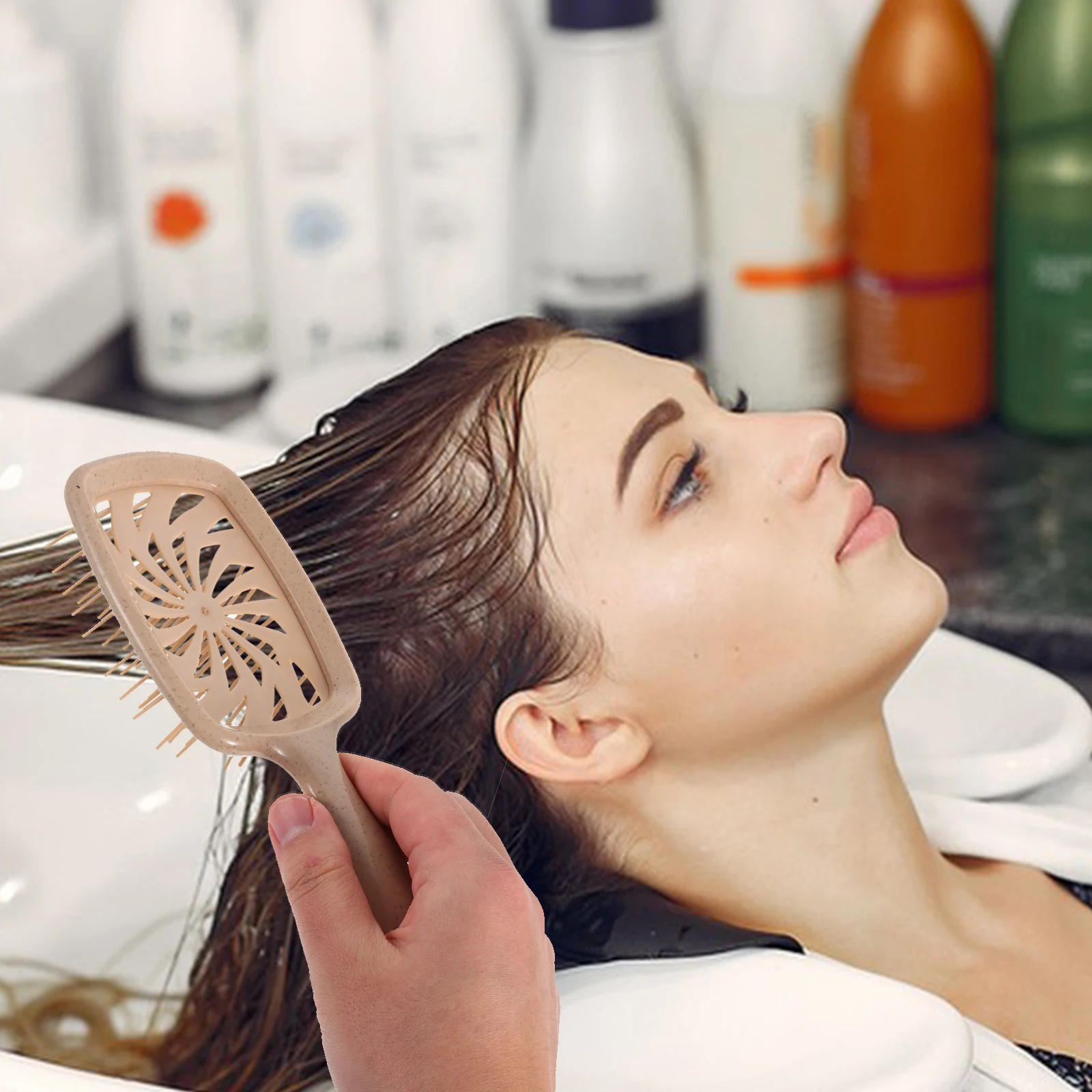 

Comb Hollow Design Teeth Wide Tooth Portable Scalp Massage Anti Static Detangling Brush For Wet Dry Hair Volumizing Salon Tool