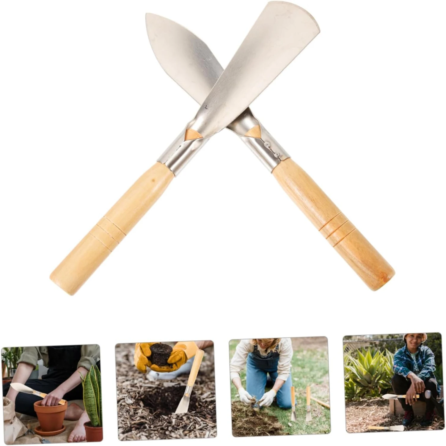 Durable Stainless Steel Gardening Shovel Set of 10 Pieces with Wooden Handle - Precise Art Shovel and Trowel for Garden Work - S