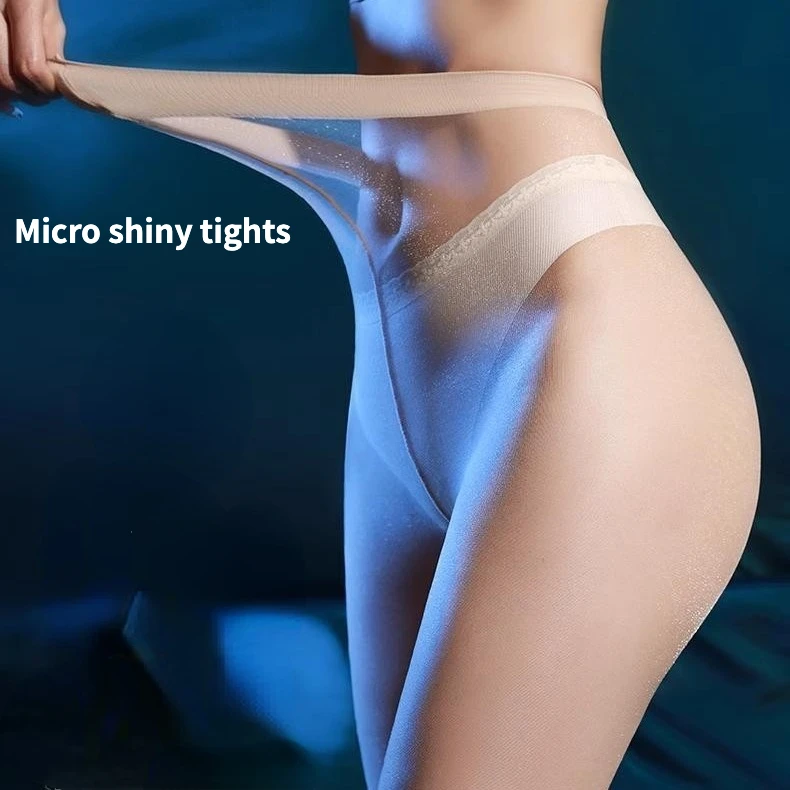 

Micro Shiny Tights for Women Underwear Breathable Thigh High Stockings Sexy Lady Sheer Silky Pantyhose New Beige Color medias