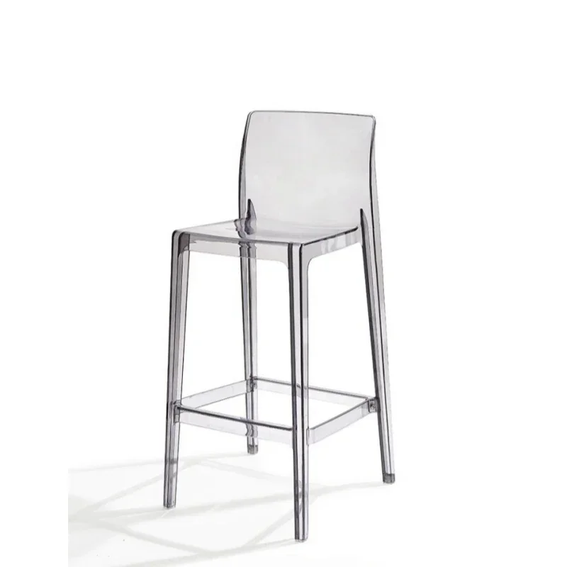 65Cm/75Cm Hight Seat Transparent Acrylic Modern Nordic Crystal High Chair Household Backrest Plastic Bar Stool