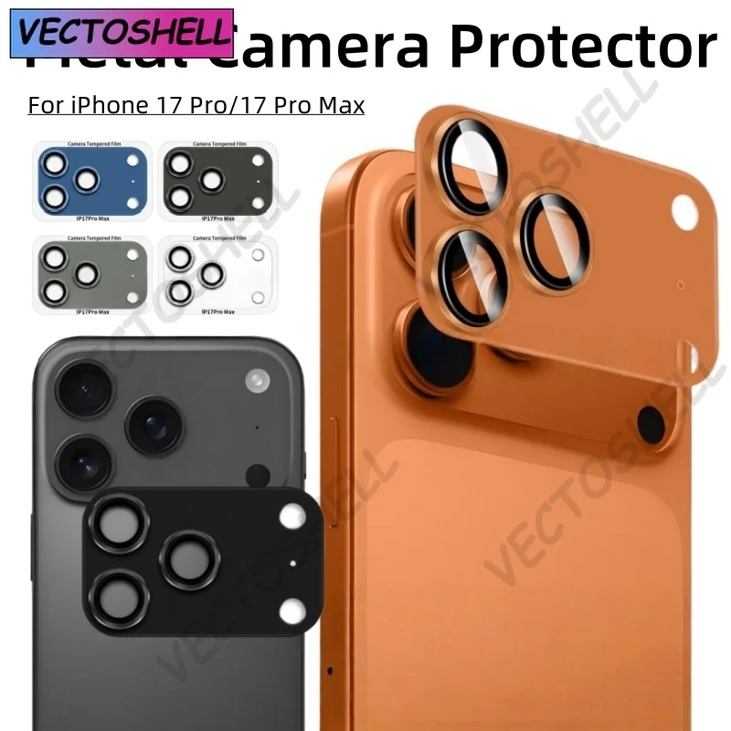 

Aluminum Metal Camera Full Coverage Protector Cover For IPhone 17 Pro Max Anti-scratch High Definition Glass Lens Protection Cap