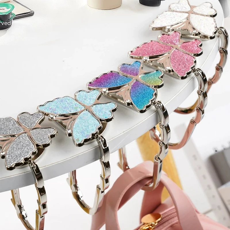 Portable Foldable Fashion Butterfly Bowknot Table Hook Holder Practical Folding Accessory for Women's Handbags