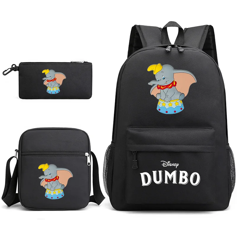 Disney-mochila escolar Dumbo para adolescentes, morral escolar con estuche para lápices, bolsos de hombro para niños y niñas, conjuntos de 3 piezas