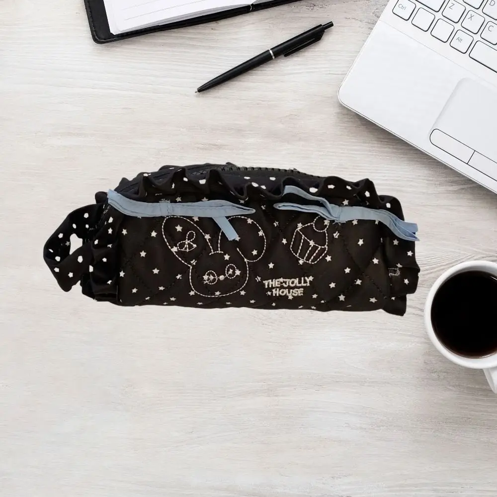 Large Capacity Cartoon Pencil Case Cosmetics Storage Cat Bee Rabbit Stationery Storage Bag Zipper Handheld Korean Pencil Bag