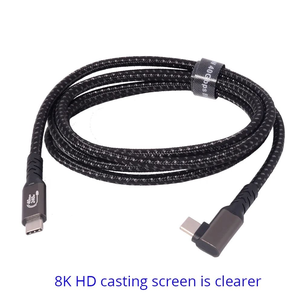 Cable de codo USB 4 Thunderbolt3/4 PD 240W 5A 8K tipo C, Cable de datos de carga rápida USB C corto 0,2 m 0,5 m 1m Macbook Pro VR Link