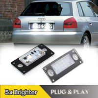 2Pcs For Audi A3 S3 8L 2000-2003 A4 S4 B5 RS4 1999-2001 LED License Plate Light Car Number Plate Lamps Canbus Super Bright White