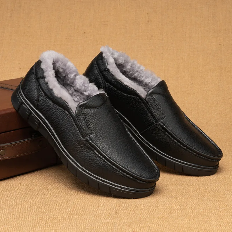 The Newly Launched Winter Warm Wool Leather Shoes Are Suitable for Middle-aged and Elderly Fathers As Casual Men's Leather Shoes