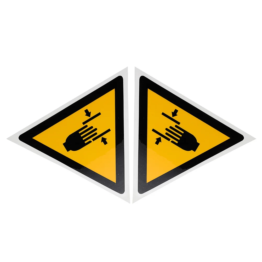 

2 pcs Safety Sign Stickers Hand Crushing Warning Labels For Equipment Factory Warehouse School Adhesive Pp Material Caution
