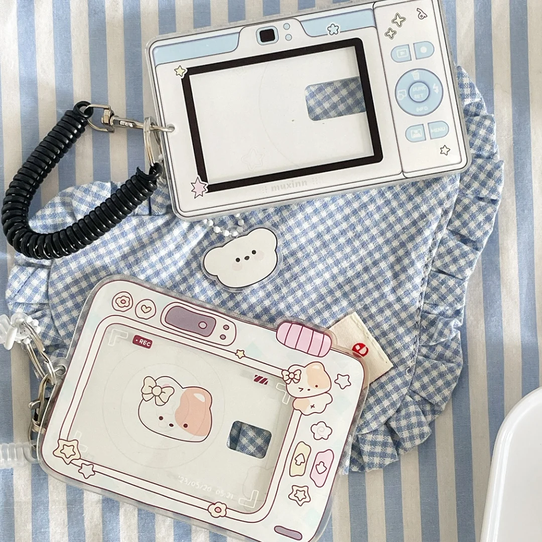 Ins Acrylic Photocard Holder Keychain Idol Photo Card Holder Mini Camera Mobile Phone Shape Shape Card Storage Case Stationery