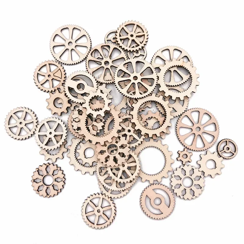 

20PCS Wooden Gears Craft DIY Wooden Gear for Crafts Wooden Gear OrnamentsWood Plaques Pendulum Clock Craft