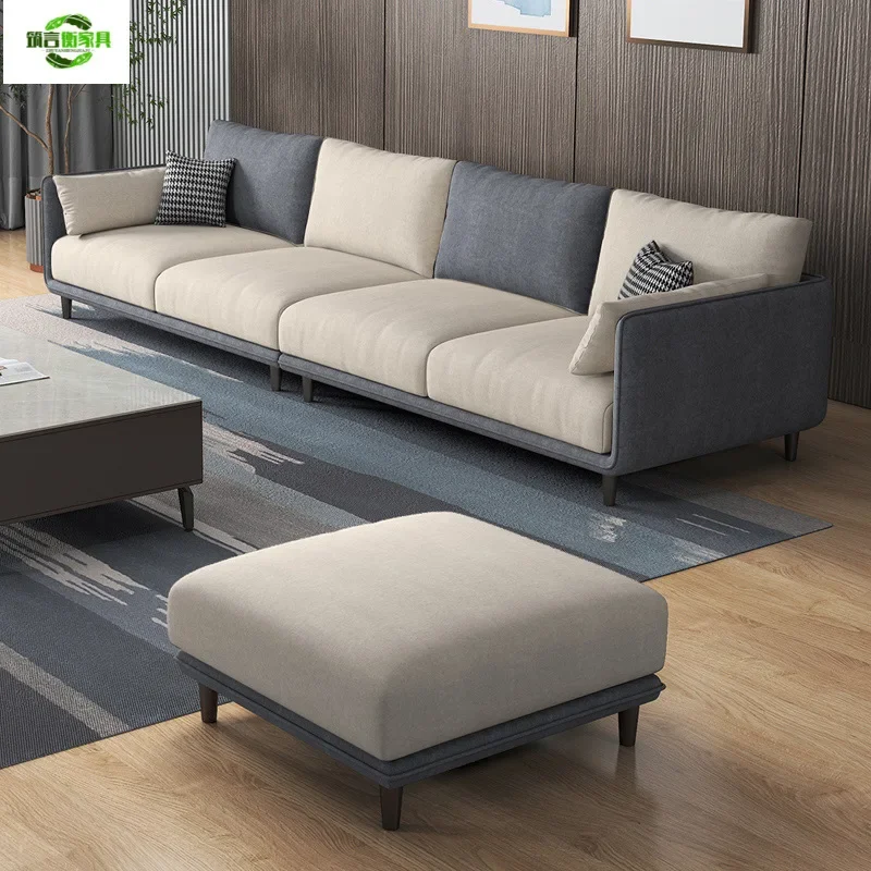 Modern Nordic small apartment fabric sofa full set of pull-out gray living room leave-in technology cloth sofa