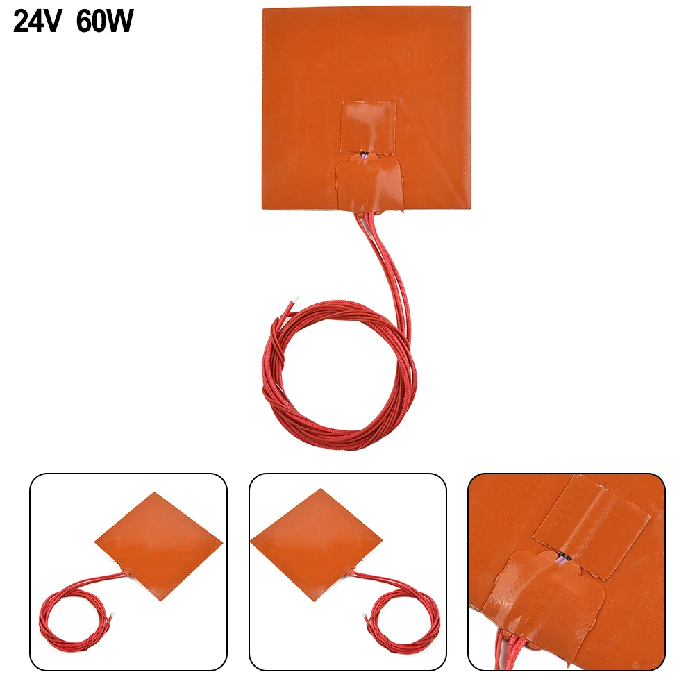 Heating Mat Silicone Heating Pad 100x100mm 1pc Flexible Tool For Printer Heated Bed Orange Square New Practical