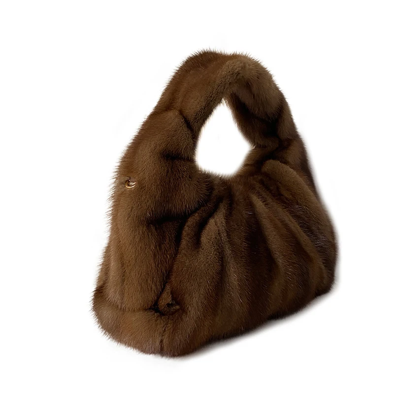 Imagem -02 - Bolsa de Ombro de Pele Real Luxuosa para Mulheres Bolsa Natural Mink Fur Grande Capacidade Nova Bolsa de Couro Corpo Transversal Alta Qualidade