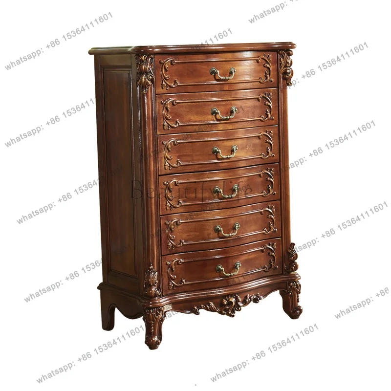 

American all-solid wood five-six chest cabinet storage European retro drawer storage simple