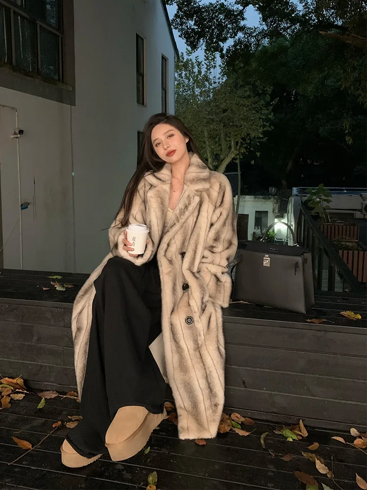 2023 Winter Clothes New High-End Thickening Fur Coat Light Luxury Fur Integrated Loose Long Sleeve Elegant Long Furry Jackets