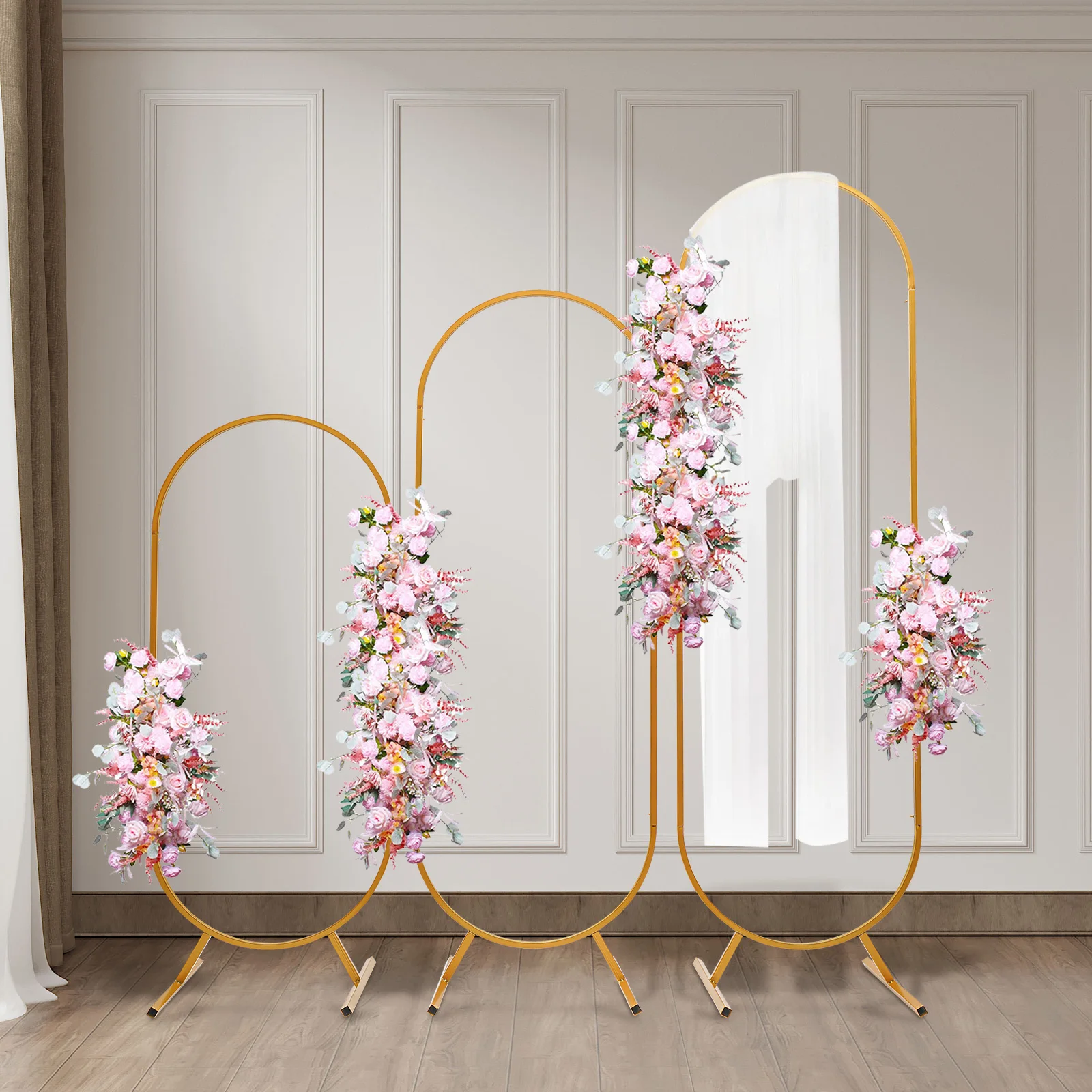 

Oval Design Metal Backdrop Stand Arch Set of 3 Easy Assembly Wedding Party Decoration