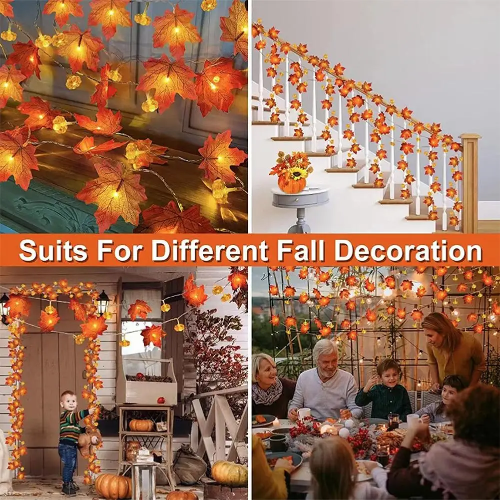 0.5W Artificial Maple Leaves LED String LED Fairy String Light Thanksgiving Halloween Christmas Decorations Lantern String