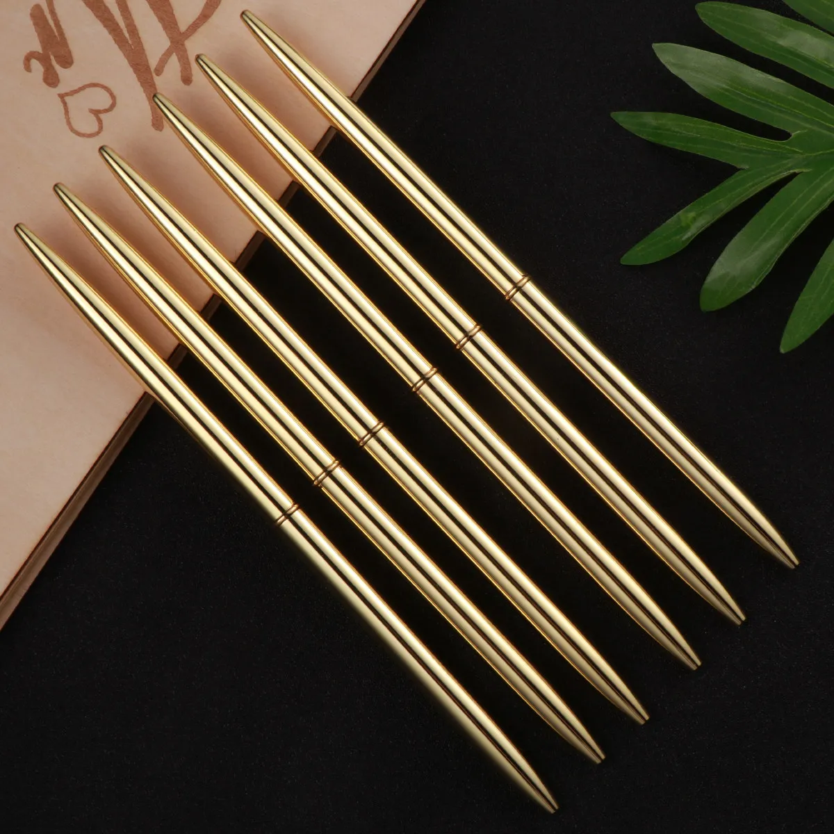 

6pcs Metal Ballpoint Pen Dual Tip Rotating Lightweight Black Ink For School Office Stationery Supplies Writing Tools