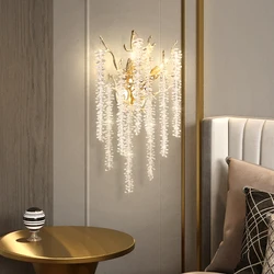 Artpad Luxury Crystal Wall Lamp Living Room Gold Light Fixtures Bedroom Wall Lights 220V