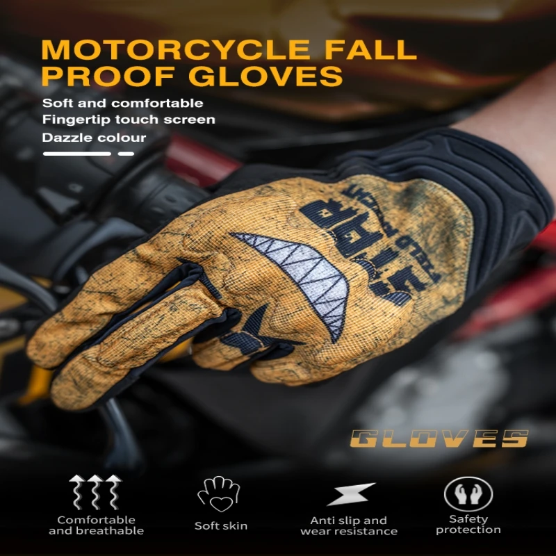 

SFK Motorcycle Gloves Full Finger Race Riding Equipment Accessories Anti-slip Wear-resistant Knuckle Protection Touch Screen