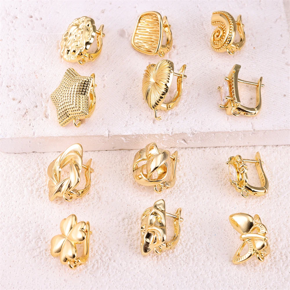 Juya 1 3 5Pcs/Lot 18K Gold Plated Shvenzy Earring Hooks Ear Wire Fastener,Accessories For Earrings,DIY Jewelry Making Supplies