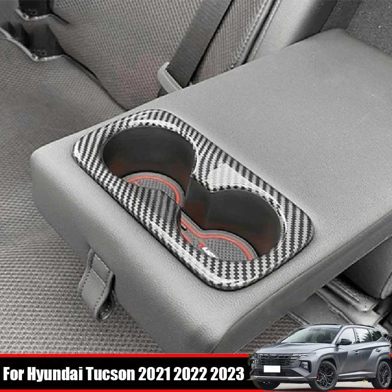 For Hyundai Tucson 2021 2022 2023 NX4 Hybrid  ABS Seat Back Row Water Cup Holder Cover Sticker Trim interior accessories