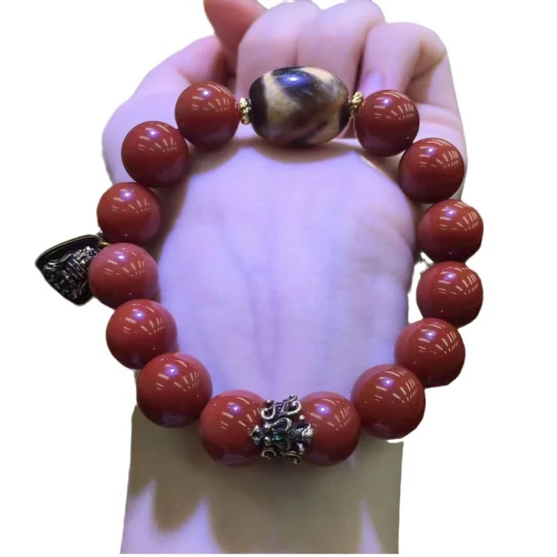 Southern Red Agate Matching Teeth Yellow Tiger Teeth Tibet Beads Buddha Beads Bracelet Ornament