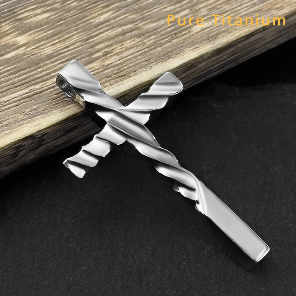 Pure Titanium Cross Pendant Handmade Jewelry Grade Mirror Polished Premium Feeling Couple Pendant Hip Hop Sweater Chain Necklace