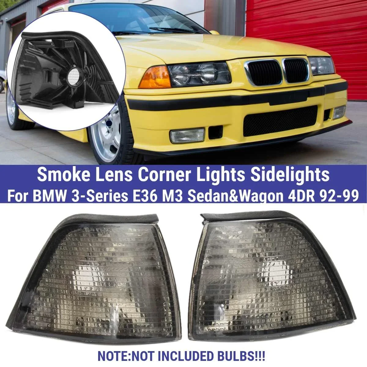 

63138353279/63138353280 For 3 Series E36 4DR 1992-1999 2XCar Corner Turn Signal Light Corner Lights Lamp 4 Colors Lens NO Bulbs