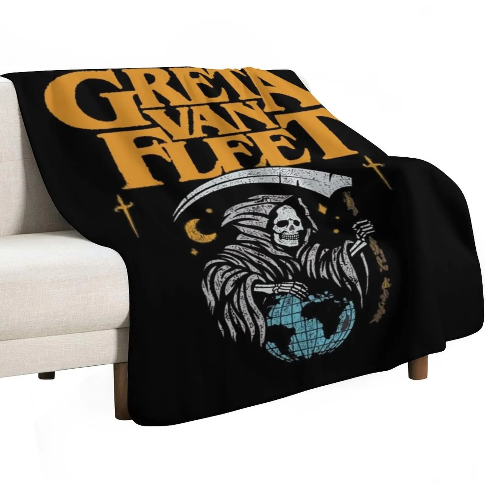 Greeta van fleet4 Greta Van Fleet Shirt Retro Musical Shirt Greta Van Fleet Rock Band Shirt Boho Throw Blanket