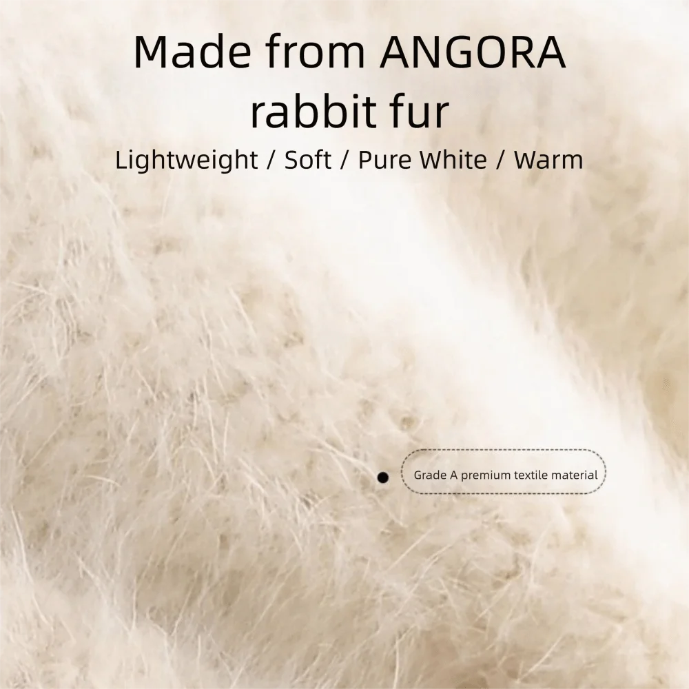 

Fashionable Large Size Rabbit Fur Hat Solid Color Rabbit Fur Warm Beanie Windproof Winter Hat Winter