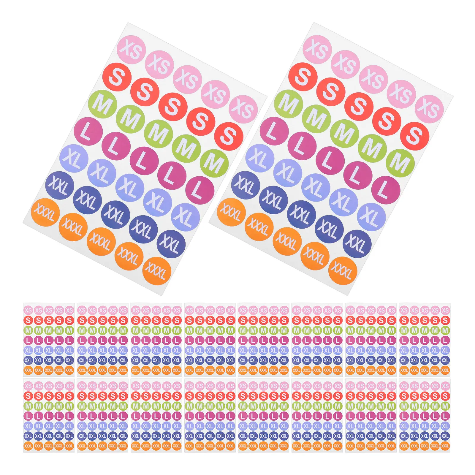 

25 Sheets Clothing Size Stickers Round Adhesive Size Labels Clear Readable Font Reusable Peel Off for T Shirts Shoes Hats