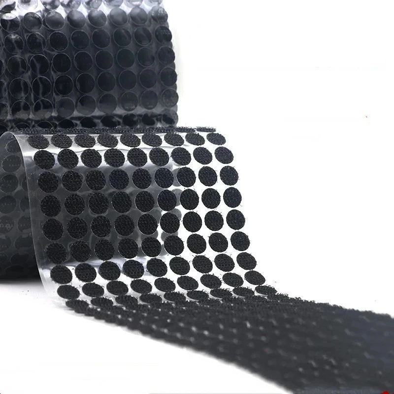 100 pares 10/12/15/20/25/30mm Auto-Adesivo Gancho e Loop Fastener Tape Dots Adesivo Branco Preto Bebê Rodada Fita Forte Cola DIY