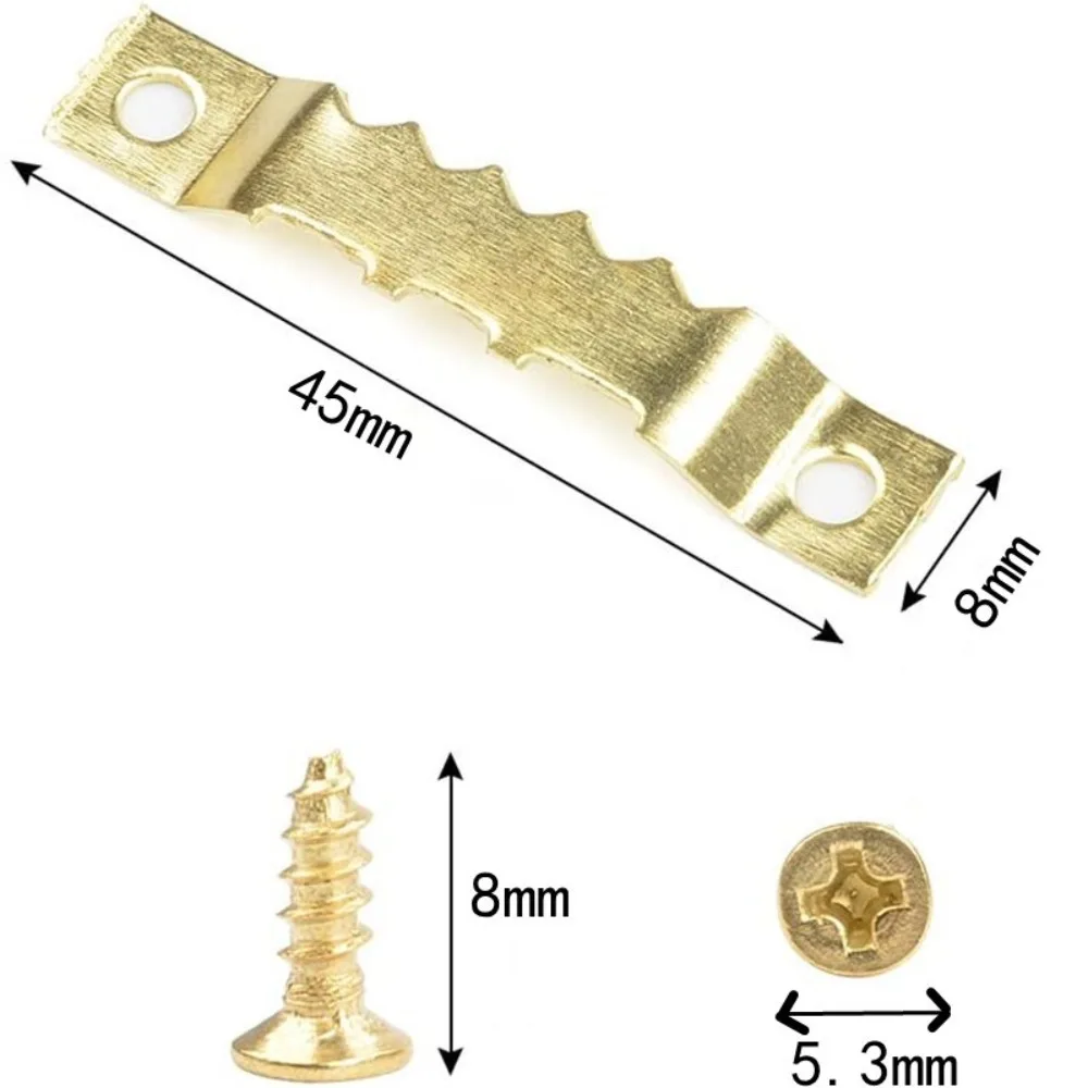 Golden Silver Black Sawtooth Picture Frame Hanger Hanging Photo Wall Oil Painting Mirror Saw Tooth Hooks with Screws