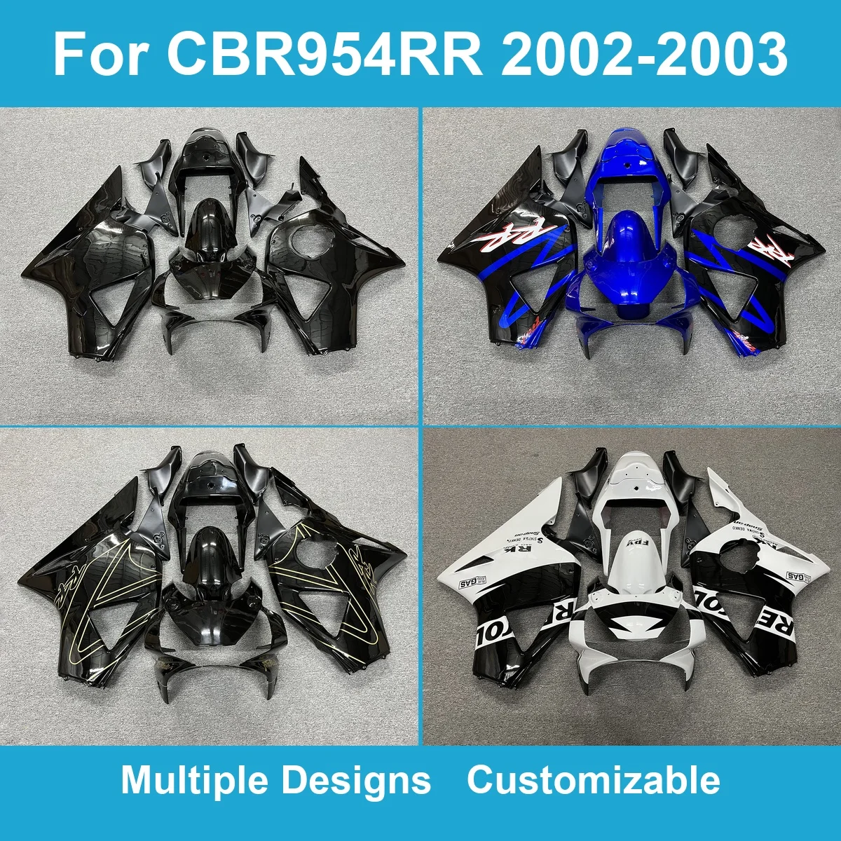 Full Fairing Cowl Set for CBR-954RR 2002-2003 SC50 Injection Moulding ABS Body Panels Covers Replacement Spares Sets