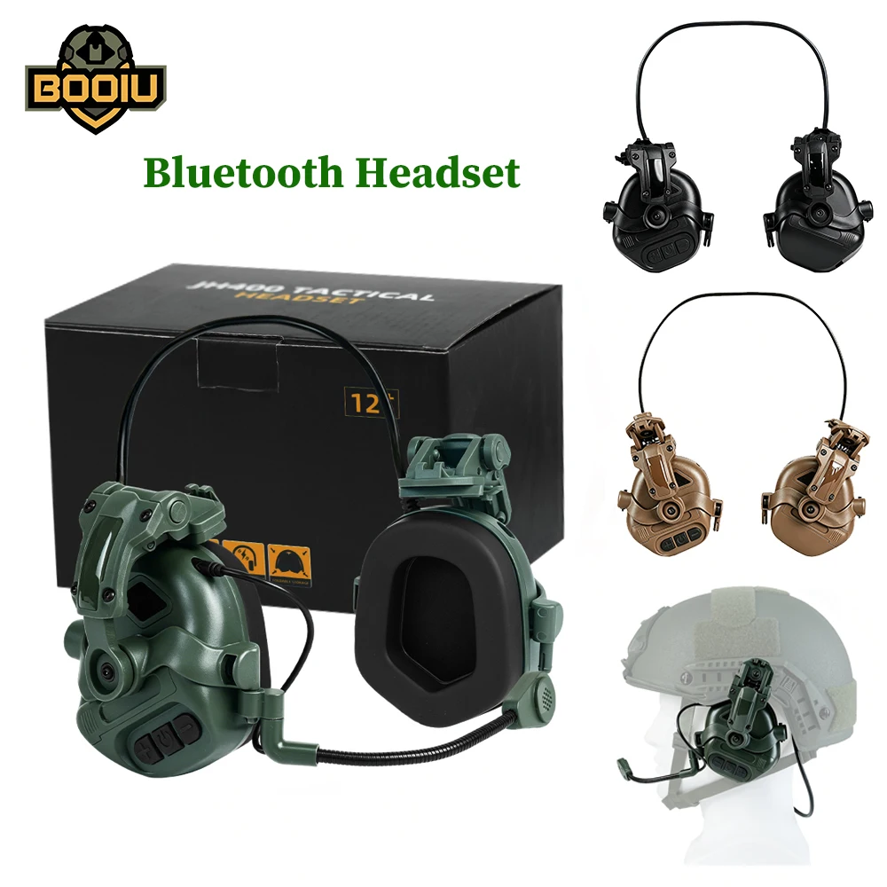 booiu-tactical-bluetooth-headset-shooting-headphones-fast-helmet-earmuffs-protection-ear-hunting-training-headset-with-stand