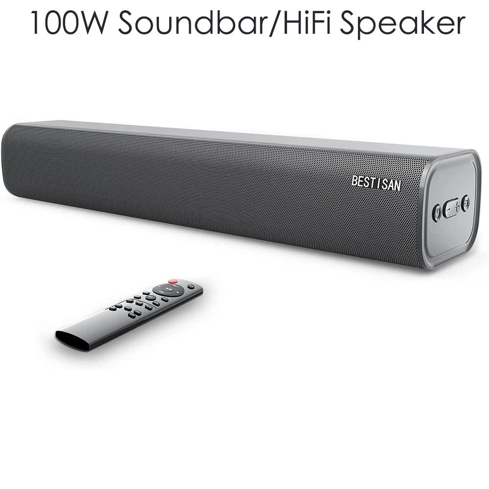 

HiFi Speaker 2.0 TV Soundbar, домашний кинотеатр, звуковая система, Bluetooth, эффект басов, сабвуфер с AUX, USB, HDMI, 100 Вт