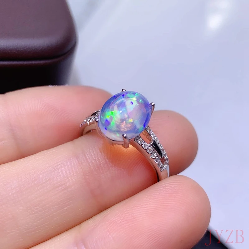 Jewelry dyed colored Opal Ring 8mmx10mm Natural Opal silver Ring 925 silver colored Opal Jewelry ladies gift