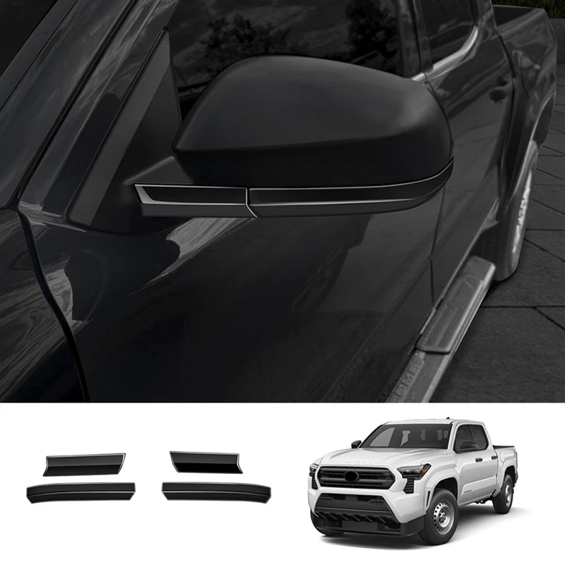 Car Side Rear View Mirror Trim Strip Stickers For Toyota TACOMA 2024 Car Exterior Component Gloss Black