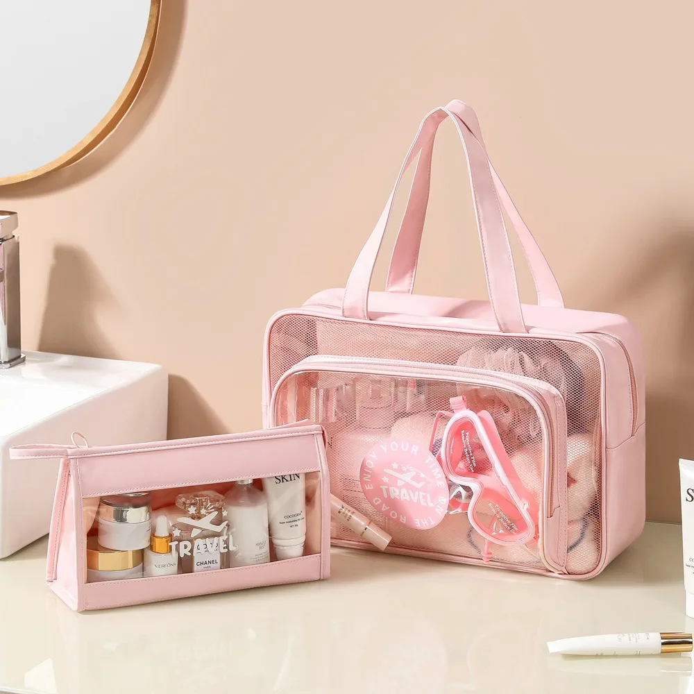

New Large Capacity Makeup Bag Transparent PVC Toiletry Bags Waterproof Swimming Bag Beach Accessories