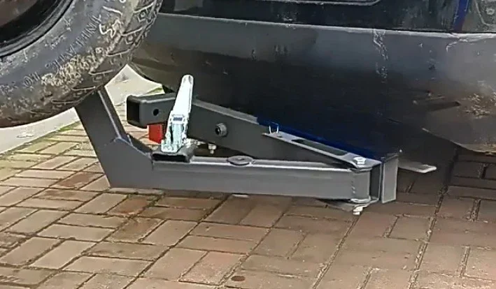 Universal Spare Tire Carrier Bracket - Foldable Trailer Bar, Square Port Mount for Tram & Utility Vehicles