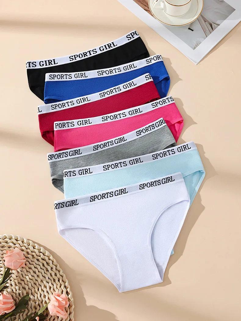 

7Pcs/Set Women Panties Breathable Underwear Comfort Cotton Underpants Low Waist Pantys Sports Girls Briefs Sexy Female Lingerie