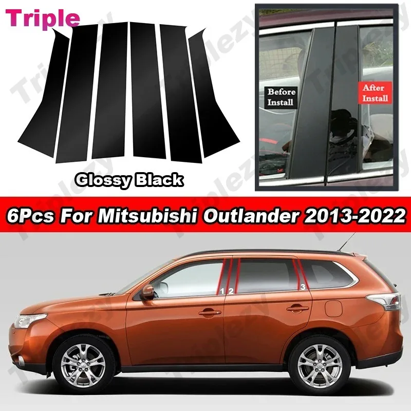 

Для Mitsubishi Outlander 2013-2022 наклейка из углеродного волокна с узором, декоративная наклейка, отделка двери, глянцевая черная крышка стойки автомобиля