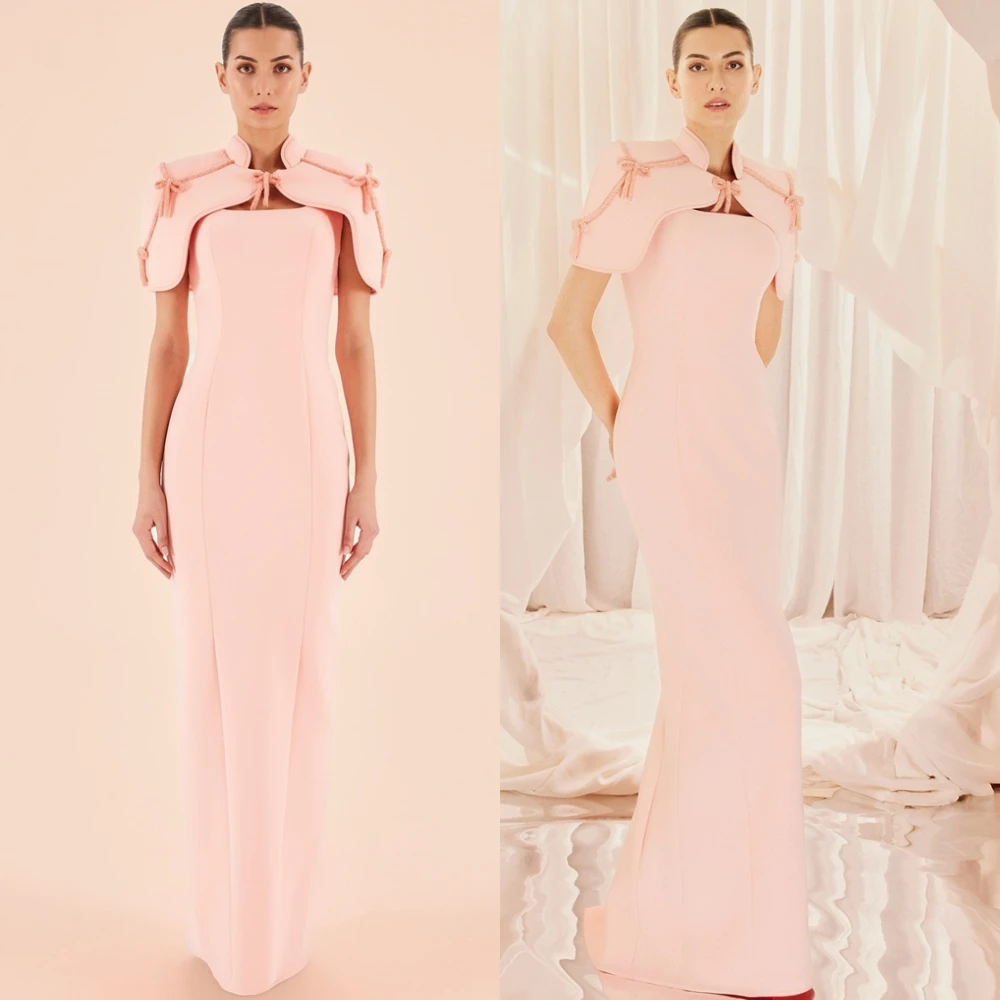 Customized Exquisite Jersey Mermaid Evening Dress Graceful High Collar Prom Dresses Fashion BowSpecial Occasion Gowns