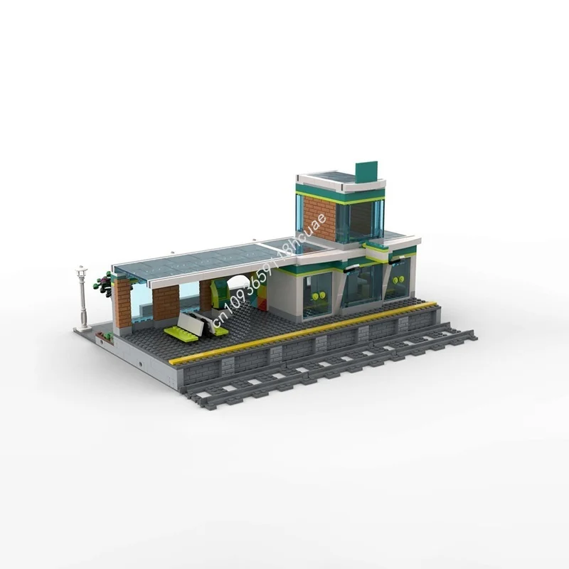 934pcs MOC Modulair Treinstation Stad Treinen Model Gebouw Kerstcadeaus Blokken Speelgoed Bouw Monteren Idee Baksteen Kinderen