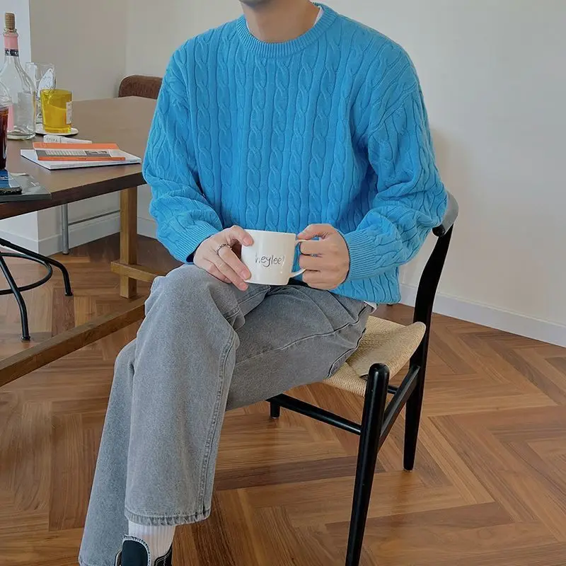 

Men Knitted Sweater Warm Cashmere Pullovers Harajuku Round Neck Man Jumper Casual Sweaters Male Knitwear Sweatshirts A273