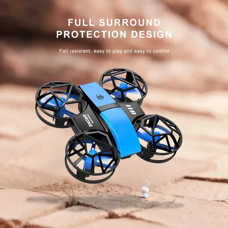 Professional Mini Drone 811 4K WiFi FPV HD Aerial Camera with Protective Cover Tumbling LED Lights Quadcopter Children\'s Toy GIF