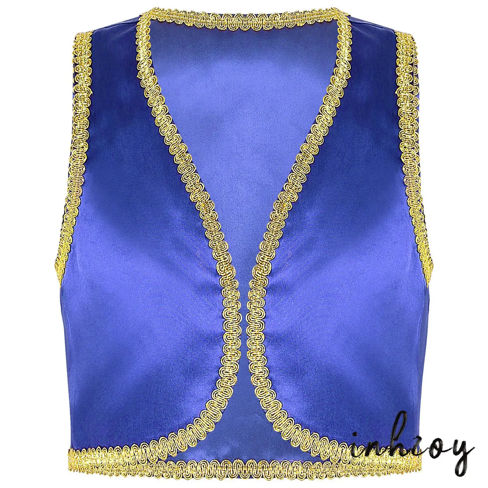 

Halloween Boys Fairytale Cosplay Golden Braided Trimmings Vest Waistcoat Dress Up Costumes for Performance Carnival Party Easter
