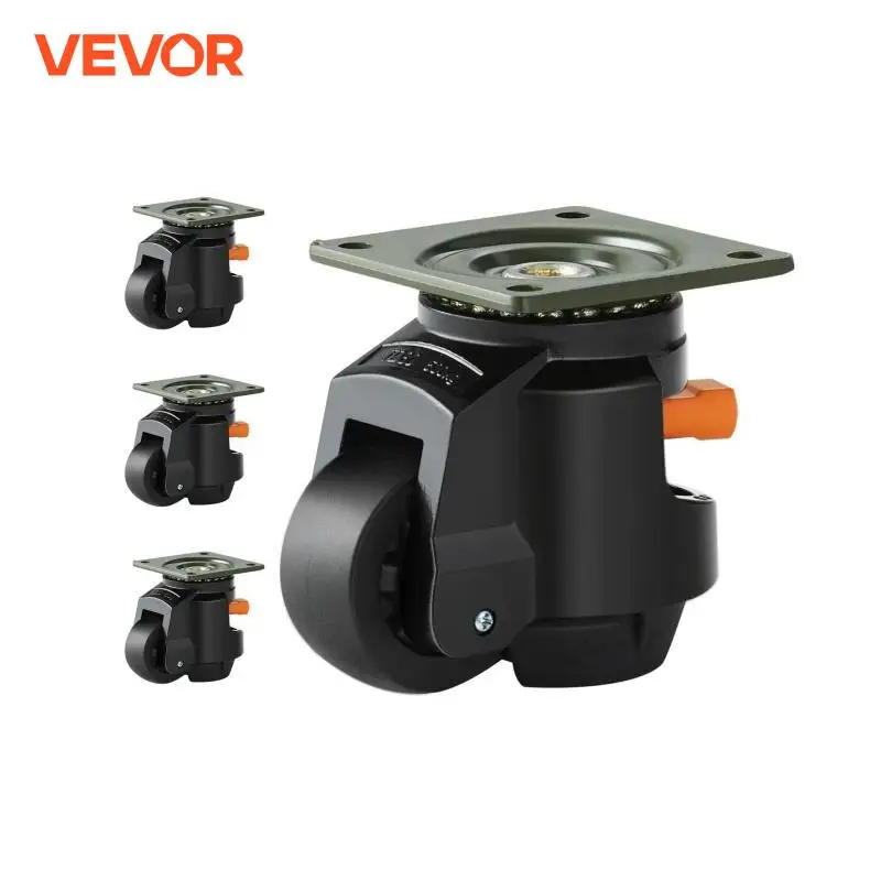 VEVOR 2in/2.5in ชุดล้อปรับระดับ 4 ชิ้นพร้อมขาจับ 360 °   ล้อเลื่อนปรับระดับได้สําหรับเครื่องตั้งโต๊ะ